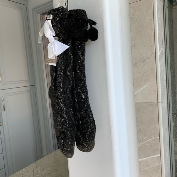 UGG Pom Metallic Fleece Lined Crew Socks - Picture 5 of 9